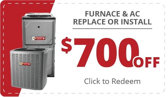 image of a coupon for $700 off ac & furnace replacement or install. click to redeem