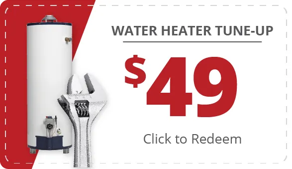 image of a coupon for $49 water heater tune-up. click to redeem